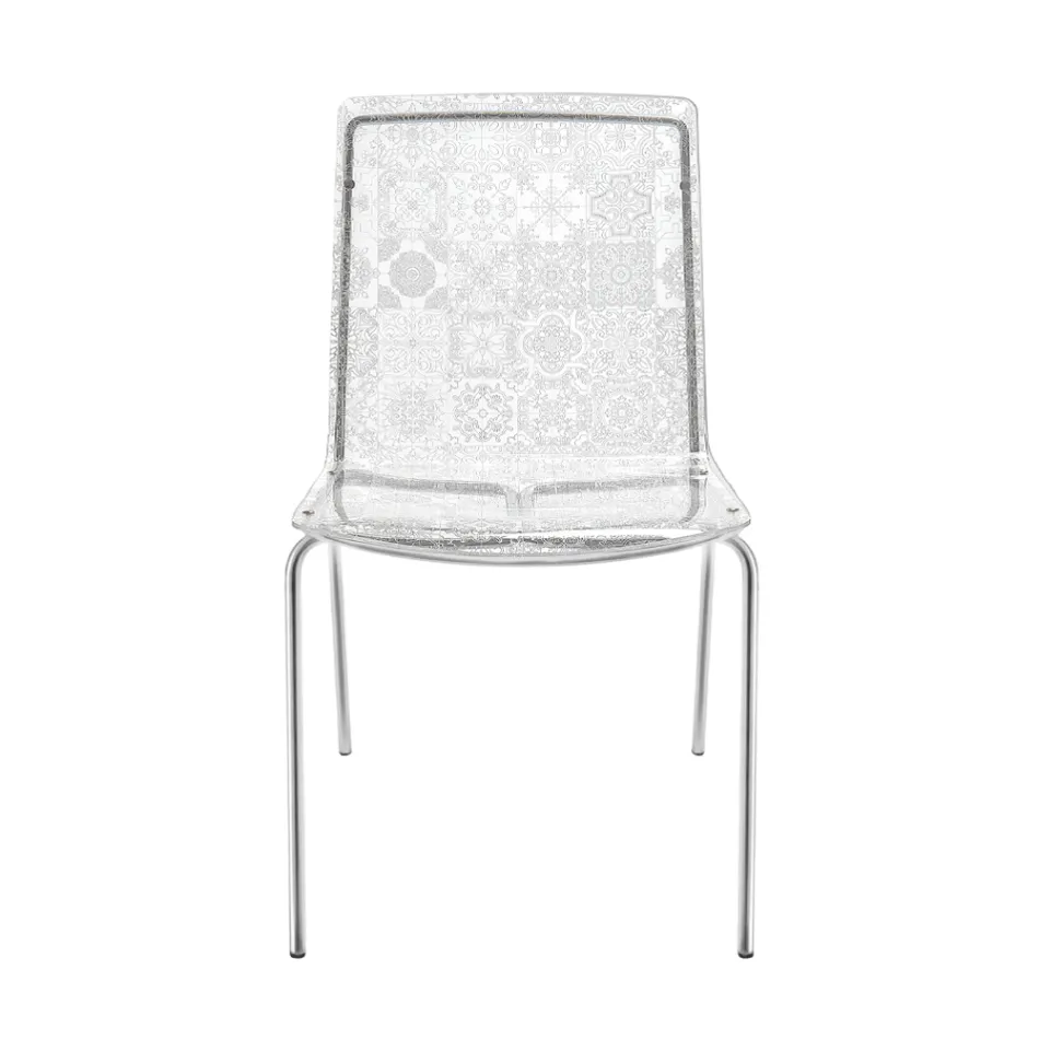 Scaun de Sufragerie din Plexiglass si Fier Made in Italy, 2 Bucati - Pumbaa Viadurini