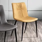 Scaun de Sufragerie din Tesatura Fibra cu Efect de Piele si Metal Made in Italy - Gohan Viadurini