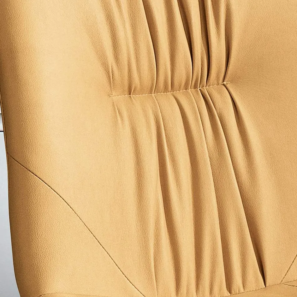 Scaun de Sufragerie din Tesatura Fibra cu Efect Piele si Metal Made in Italy - Gohan Viadurini