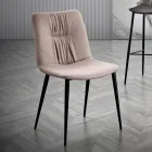 Scaun de Sufragerie din Tesatura Fibra cu Efect Piele si Metal Made in Italy - Gohan Viadurini