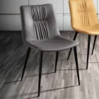 Scaun de Sufragerie din Tesatura Fibra cu Efect Piele si Metal Made in Italy - Gohan Viadurini