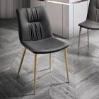 Scaun de Sufragerie din Tesatura Fibra cu Efect de Piele si Metal Made in Italy - Gohan Viadurini