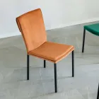 Scaun de sufragerie din catifea rezistenta la pete si structura neagra - Haroon Viadurini