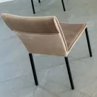 Scaun de sufragerie din catifea rezistenta la pete si structura neagra - Haroon Viadurini