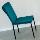 Scaun de sufragerie din catifea rezistenta la pete si structura neagra - Haroon Viadurini