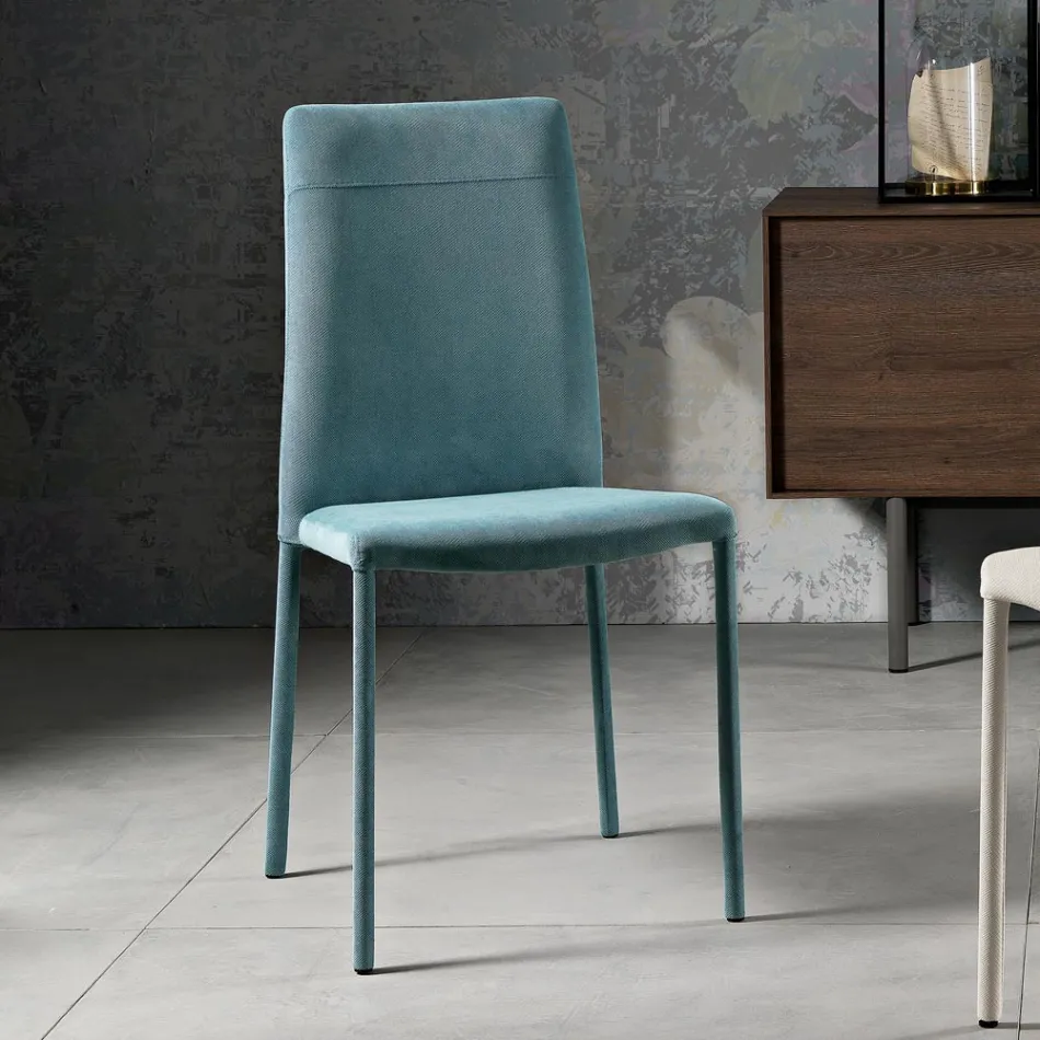 Scaun de Sufragerie Tapițat în întregime cu țesătură Made in Italy - Lorelai Viadurini