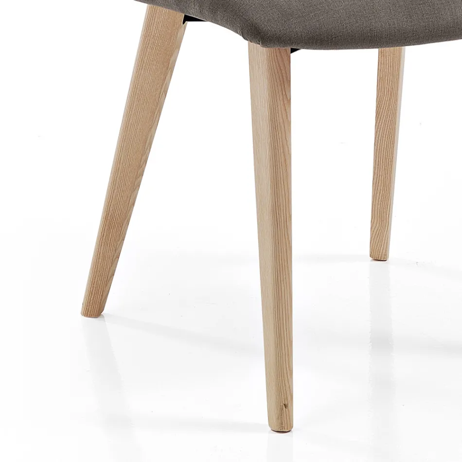 Scaun de Sufragerie Tapițat cu Tesatura și Picioare Frasin Design - Florinda Viadurini