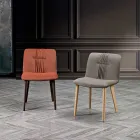 Scaun de Sufragerie Tapițat cu Tesatura și Picioare Frasin Design - Florinda Viadurini