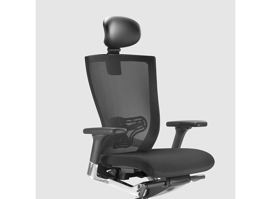 Scaun de birou ergonomic cu roți din piele și faux - Takeshi Viadurini