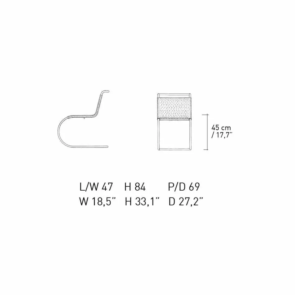 Scaun de birou din trestie naturală și oțel cromat Fabricat în Italia - Formentera Viadurini