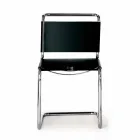 Scaun de birou din piele cu structură din oțel cromat Fabricat în Italia - Elite Viadurini