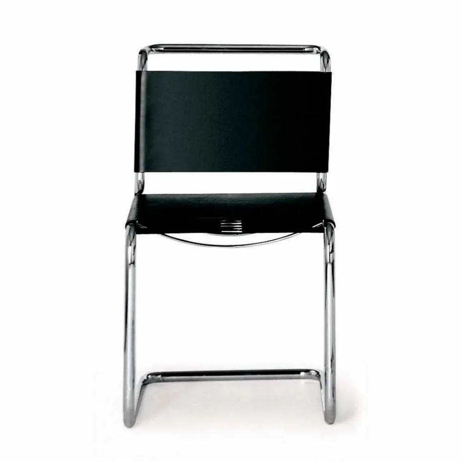 Scaun de birou din piele cu structură din oțel cromat Fabricat în Italia - Elite Viadurini