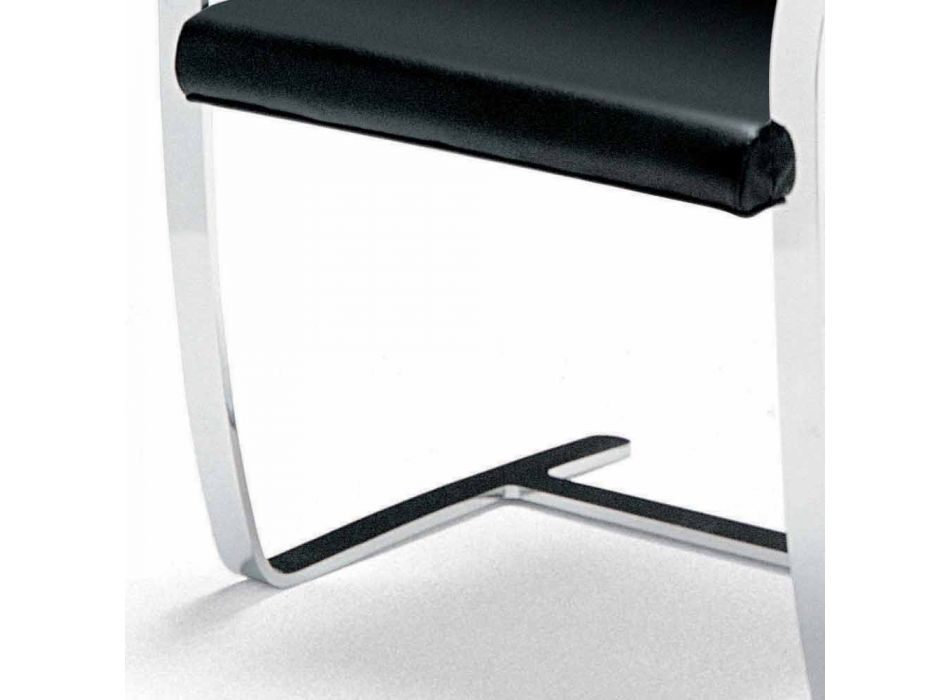 Scaun de birou din piele cu structură din oțel cromat Fabricat în Italia - Cuarț Viadurini