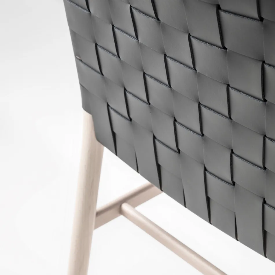 Scaun de calitate superioara din Lemn de Fag si Piele Made in Italy, 2 Bucati - Nora Viadurini