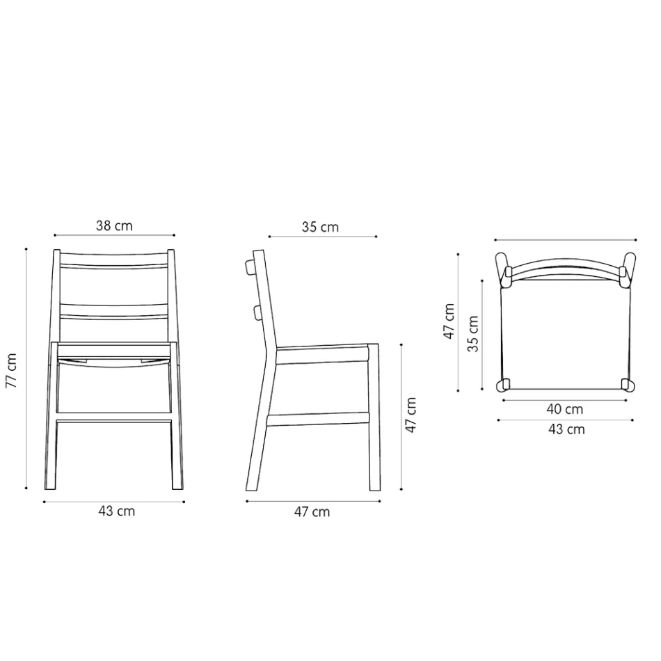 Scaun de inalta calitate din lemn masiv de fag, fabricat in Italia, 2 bucati - Nora Viadurini