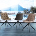 Scaun tapițat cu design matlasat din țesătură sau eco nabuk Venezia
