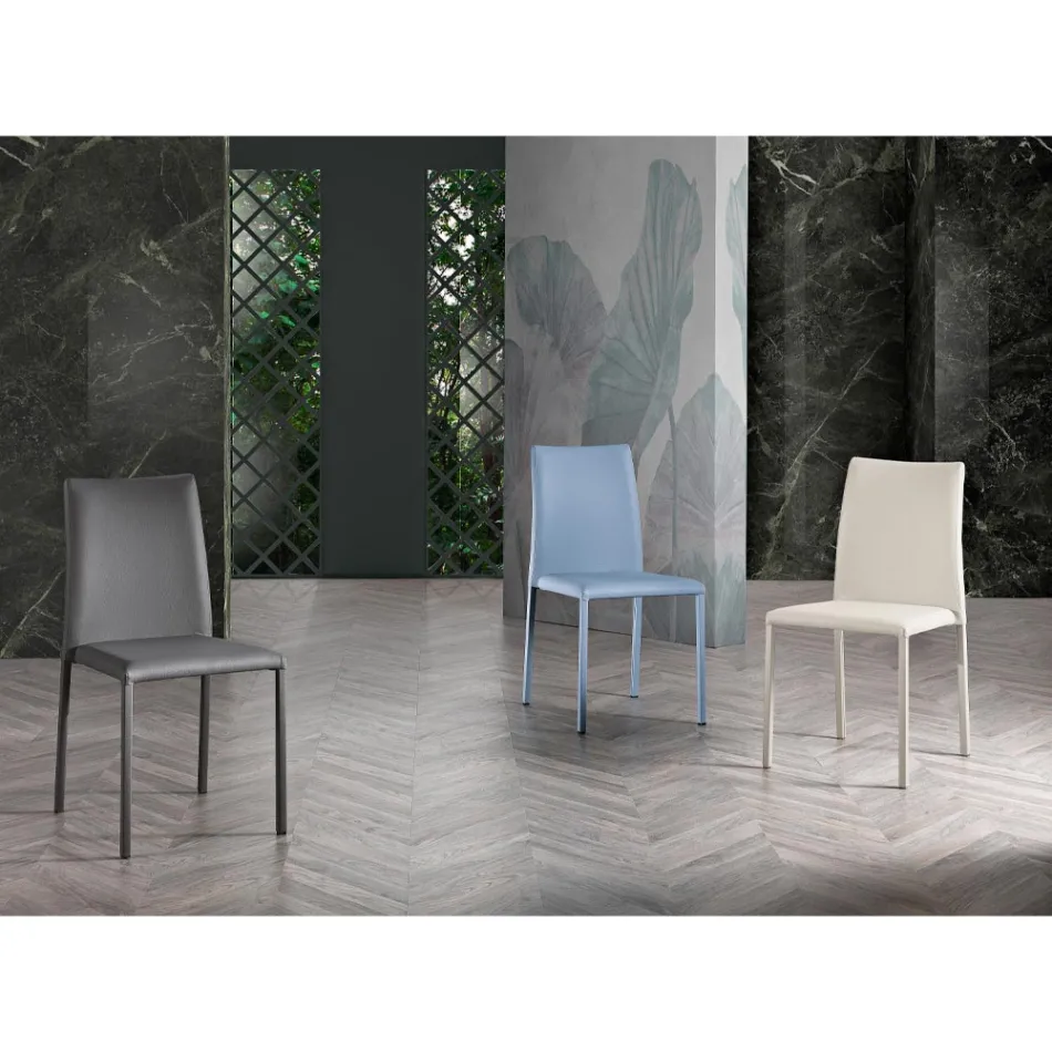 Scaun elegant cu design modern din piele artificiala colorata pentru camera de zi - Grenger Viadurini