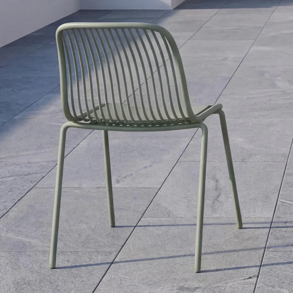 Chagall - Scaun de design pentru interior și exterior din polipropilenă și metal Viadurini