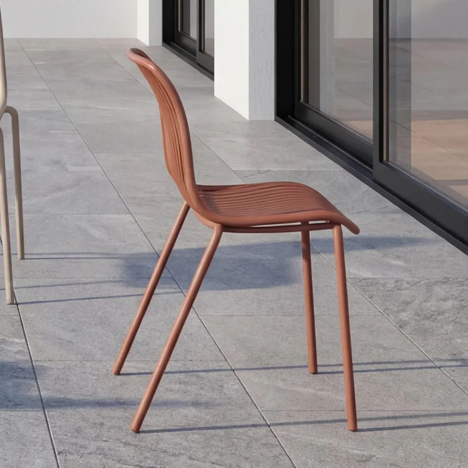 Chagall - Scaun de design pentru interior și exterior din polipropilenă și metal Viadurini