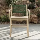 Scaun de lux cu cotiere din fag albit si sfoara Made in Italy - Nora Viadurini