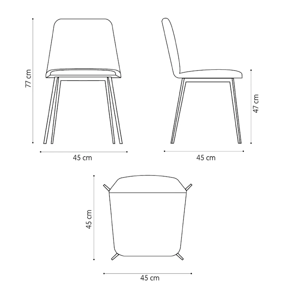 Scaun de lux din piele cu picioare metalice Made in Italy, 2 piese - Molde Viadurini
