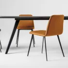 Scaun de lux din piele cu picioare metalice Made in Italy, 2 piese - Molde Viadurini