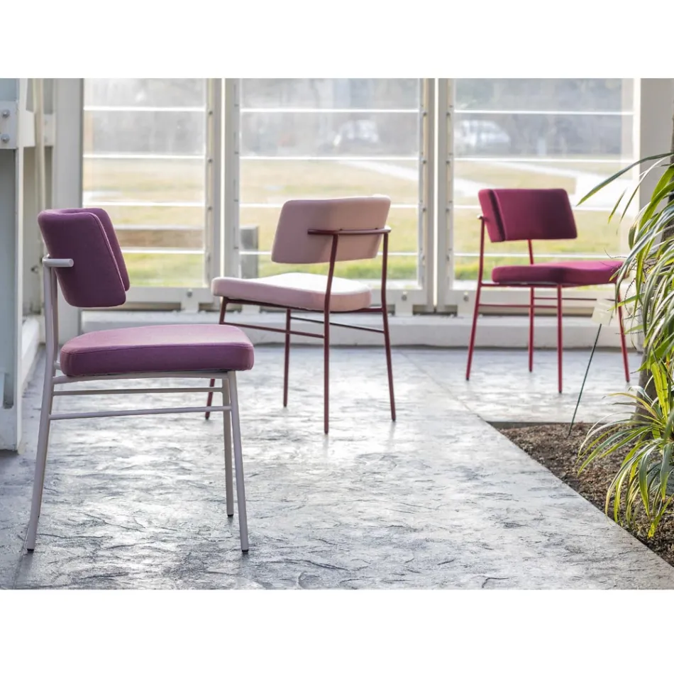 Scaun de lux din stofa cu baza metalica Made in Italy, 2 bucati - Alaska Viadurini