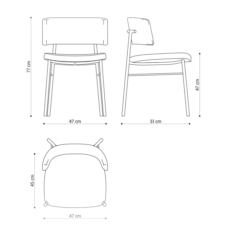 Scaun de lux din stofa cu baza metalica Made in Italy, 2 bucati - Alaska Viadurini