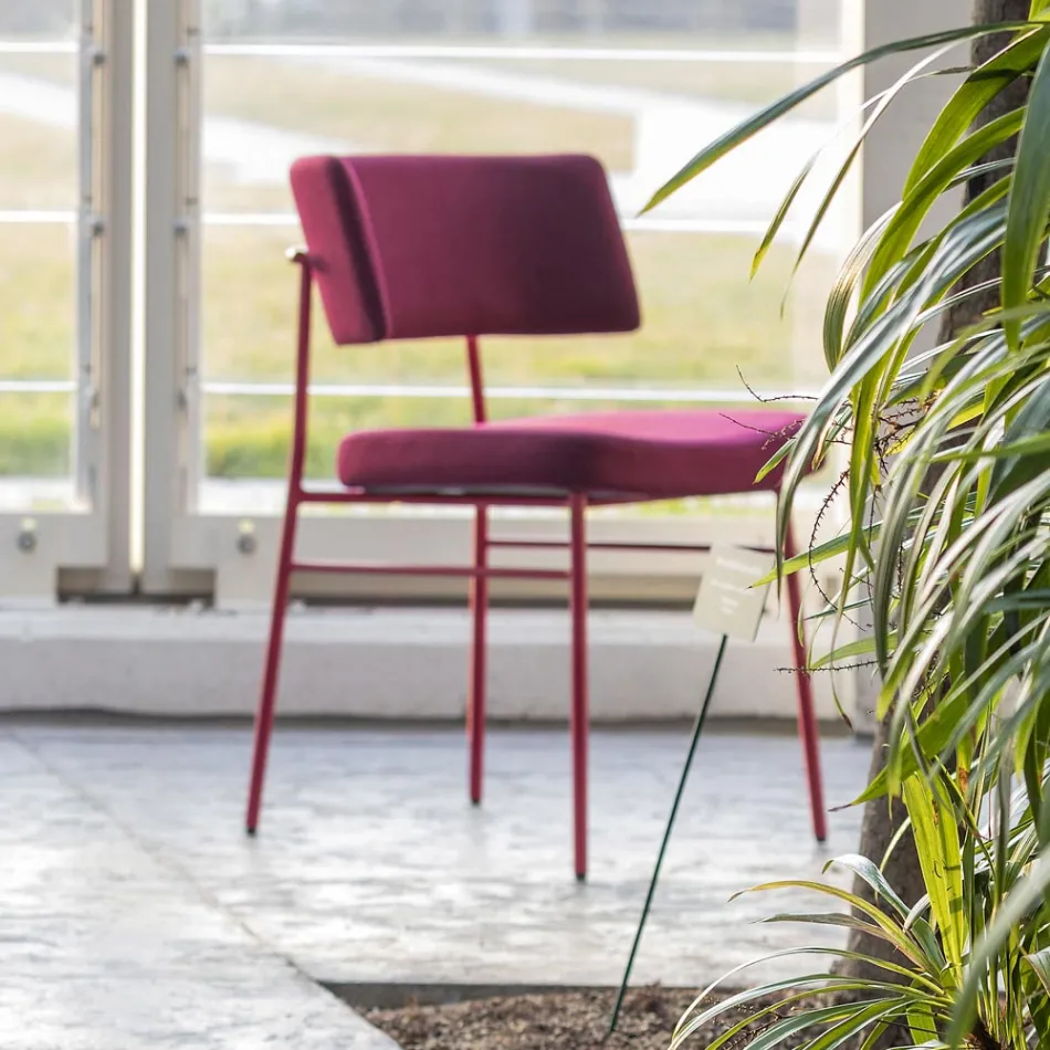 Scaun de lux din stofa cu baza metalica Made in Italy, 2 bucati - Alaska Viadurini