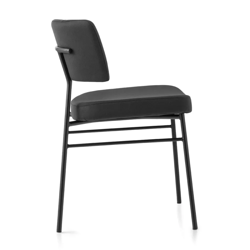 Scaun de lux din stofa cu baza metalica Made in Italy, 2 bucati - Alaska Viadurini