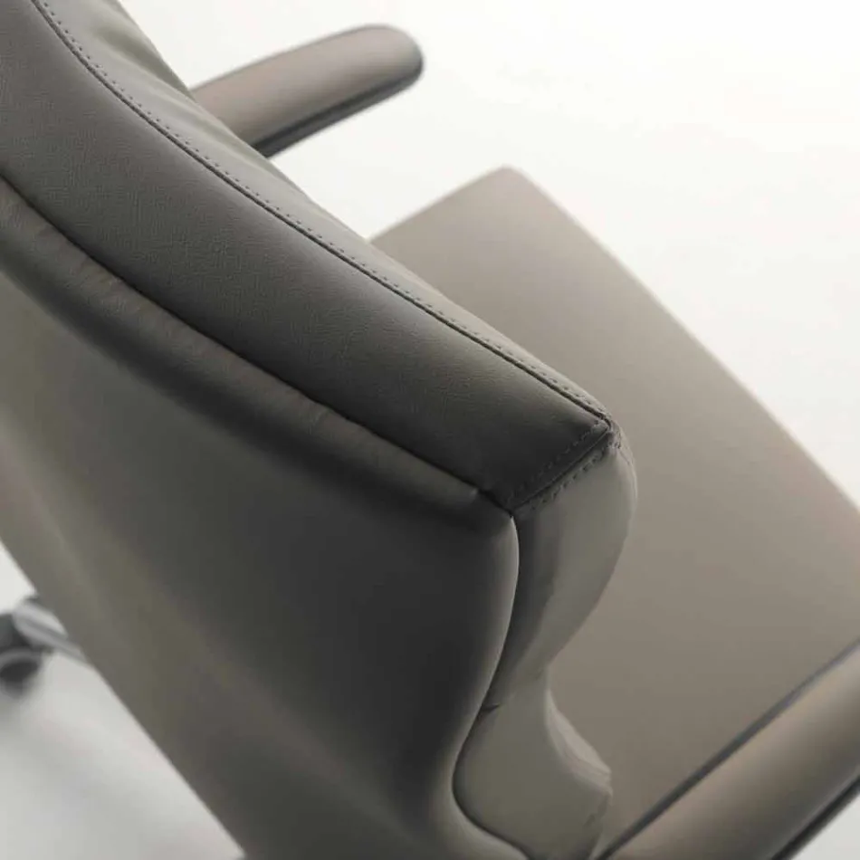 Modern scaun Edda executiv în piele, made in Italy Viadurini