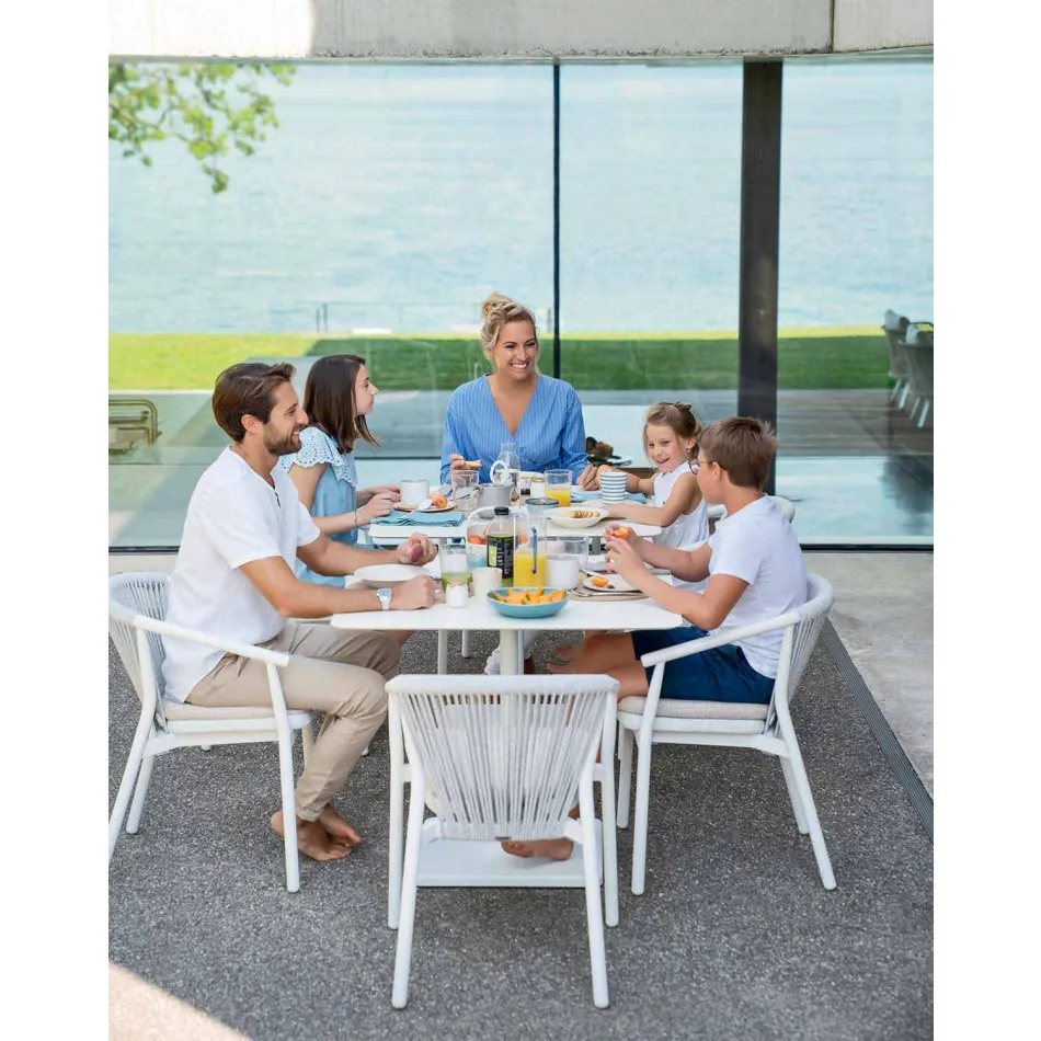 Scaun exterior cu cotiere Stivuabil tapițat H 78cm - Smart by Varaschin Viadurini