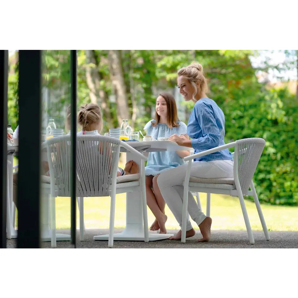 Scaun exterior cu cotiere Stivuabil tapițat H 78cm - Smart by Varaschin Viadurini