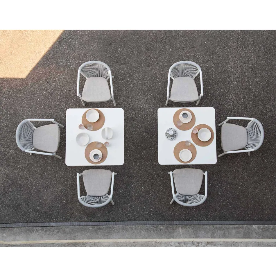 Scaun exterior cu cotiere Stivuabil tapițat H 78cm - Smart by Varaschin Viadurini