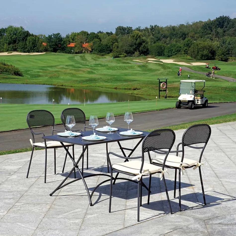 Scaun de gradina stivuibil cu structura din fier de culoare antracit - Nadege Viadurini