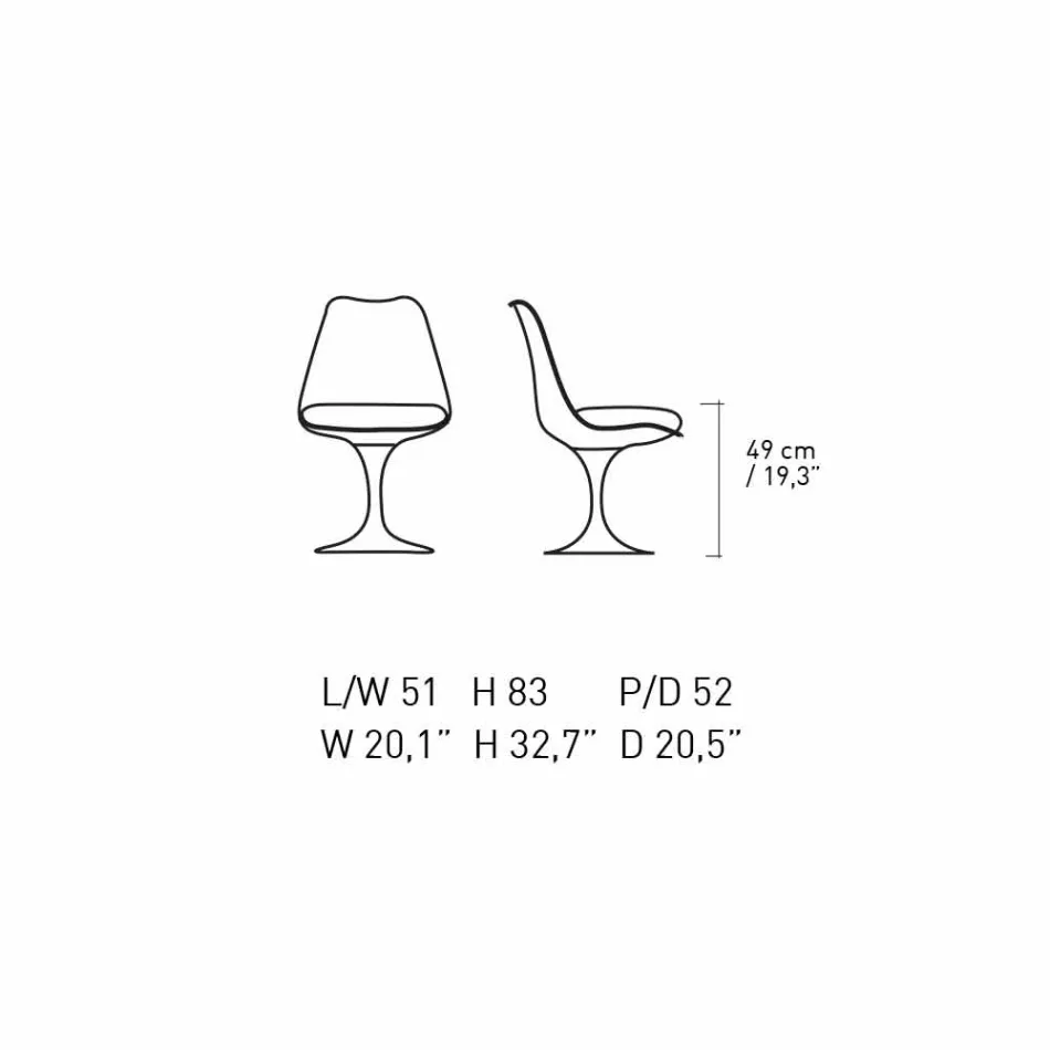 Scaun pivotant din aluminiu lăcuit cu scaun din piele Fabricat în Italia - Cabiria Viadurini