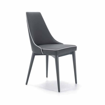 Scaun din oțel căptușit și scaun din piele artificială cu margine albă – Nirvana Viadurini