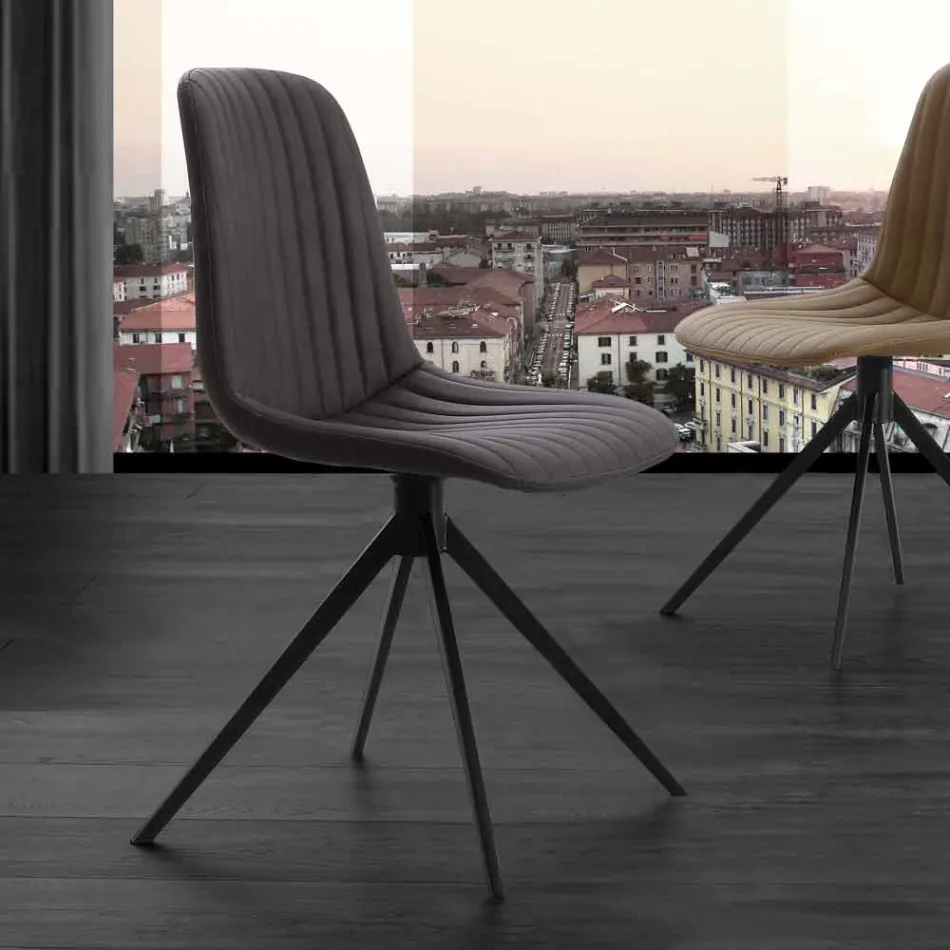 Scaun tapitat din nubuc eco si metal, design modern, Taranto Viadurini