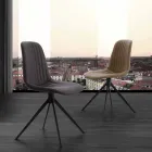 Scaun tapitat din nubuc eco si metal, design modern, Taranto Viadurini