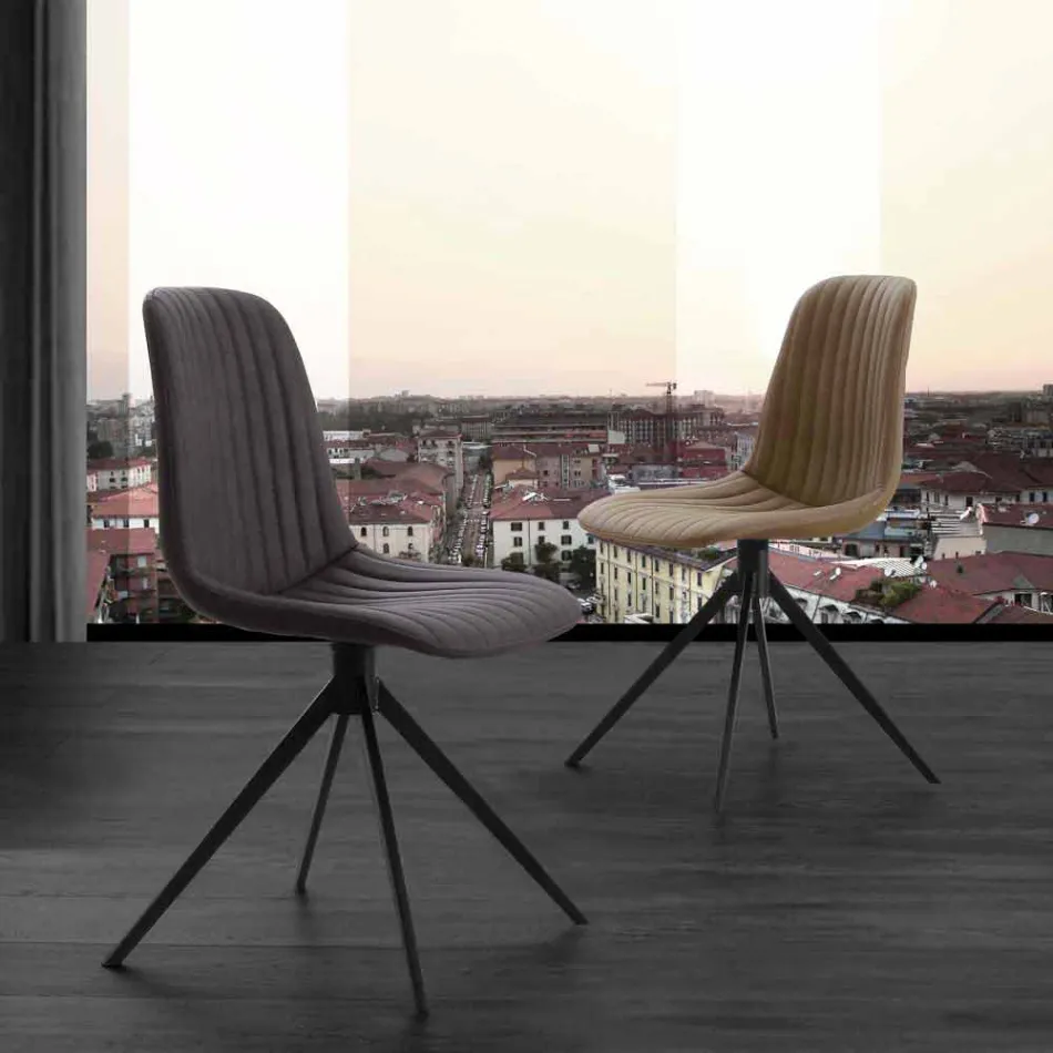 Scaun tapitat din nubuc eco si metal, design modern, Taranto Viadurini