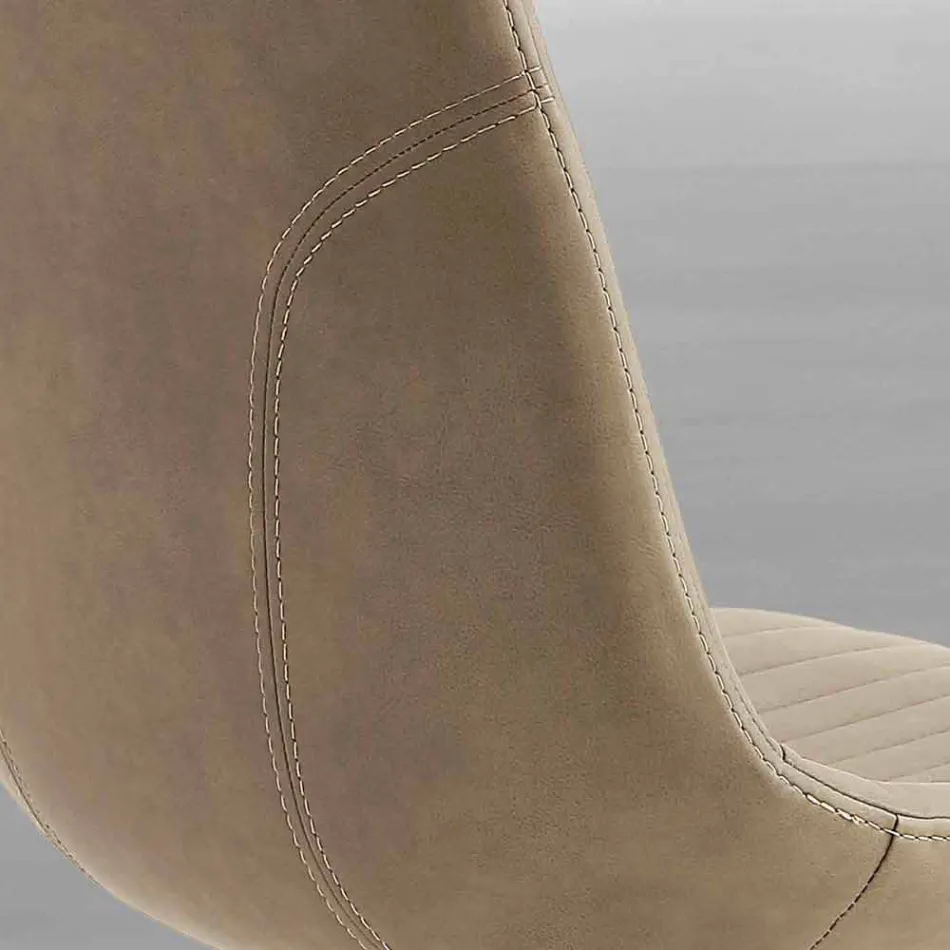 Scaun tapitat din nubuc eco si metal, design modern, Taranto Viadurini