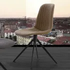 Scaun tapitat din nubuc eco si metal, design modern, Taranto Viadurini