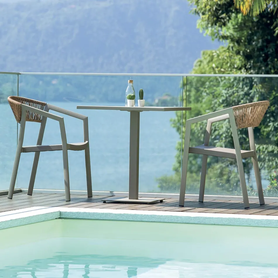 Scaun stivuibil cu scaun Textilene și spătar din răchită Twist - Passion Viadurini