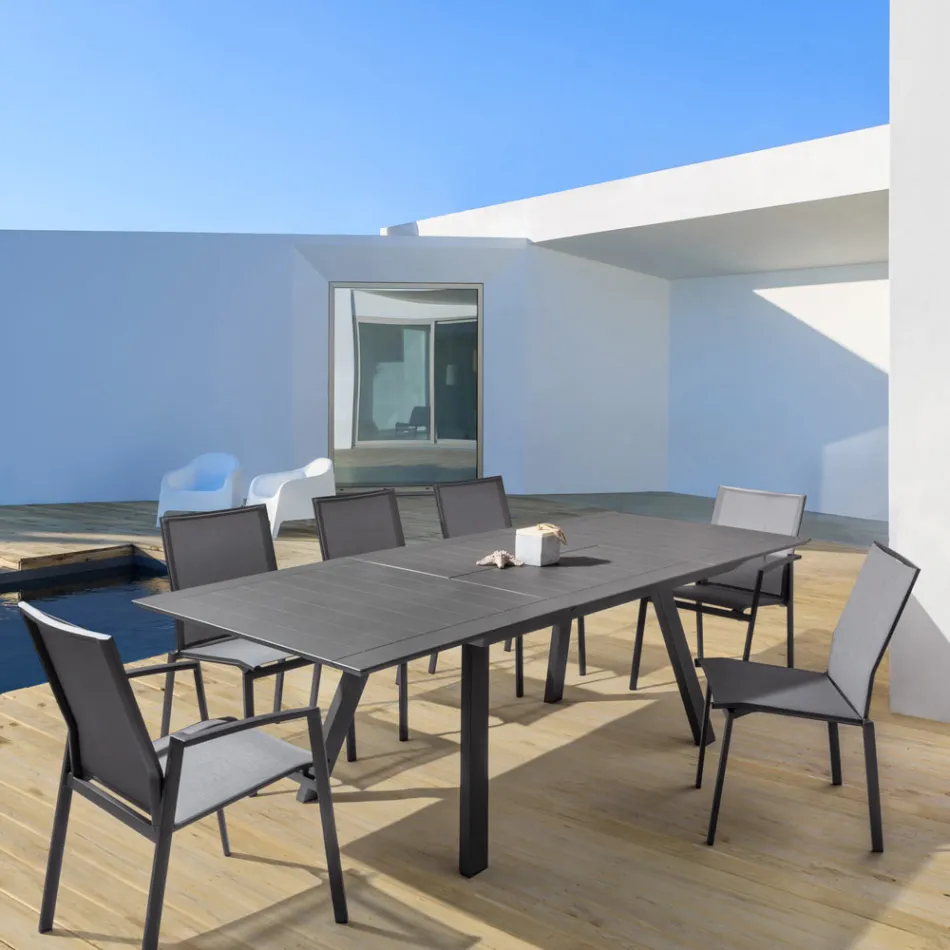 Scaun de exterior stivuibil din Aluminiu Vopsit, Homemotion, 4 piese - Odelia Viadurini