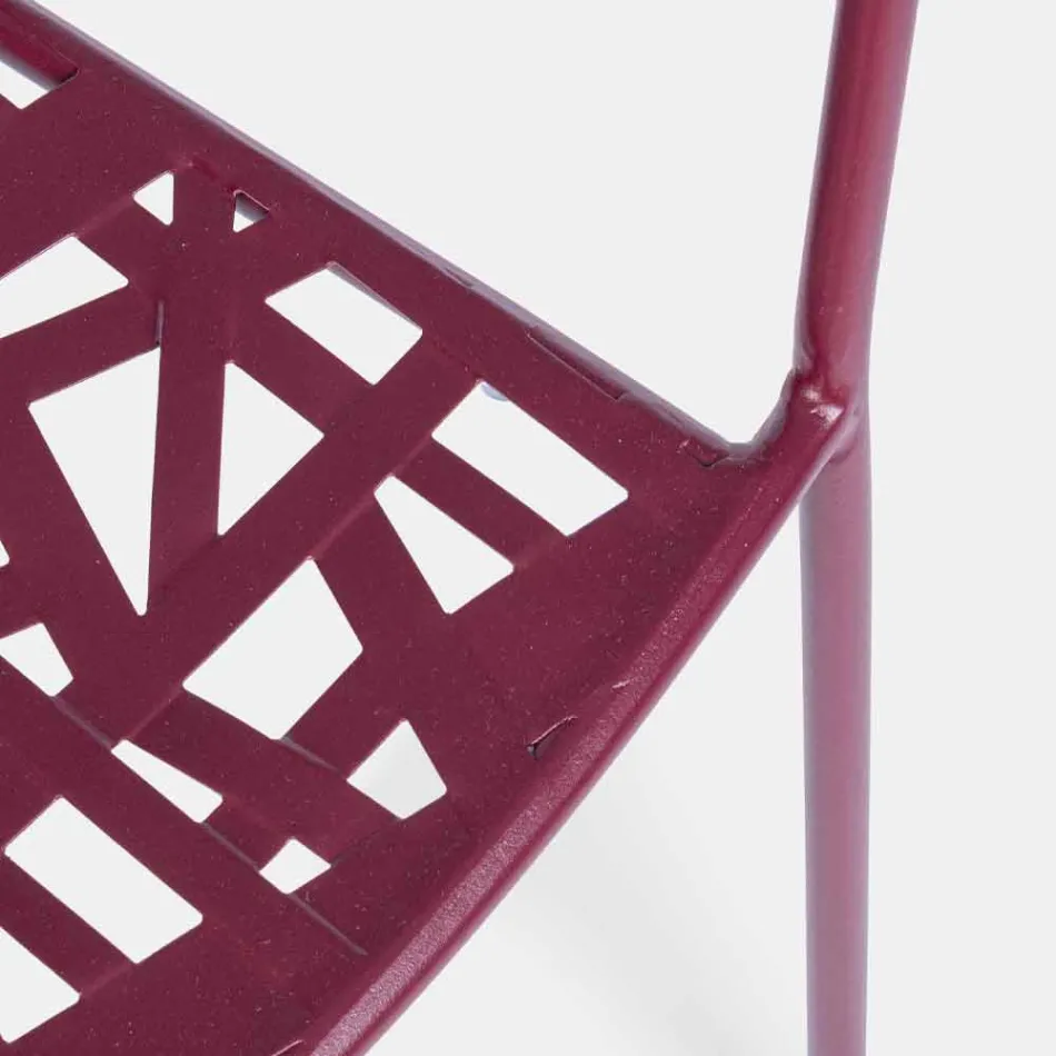 Scaun de exterior stivuibil din oțel finisat mat, 4 bucăți - Ralia Viadurini