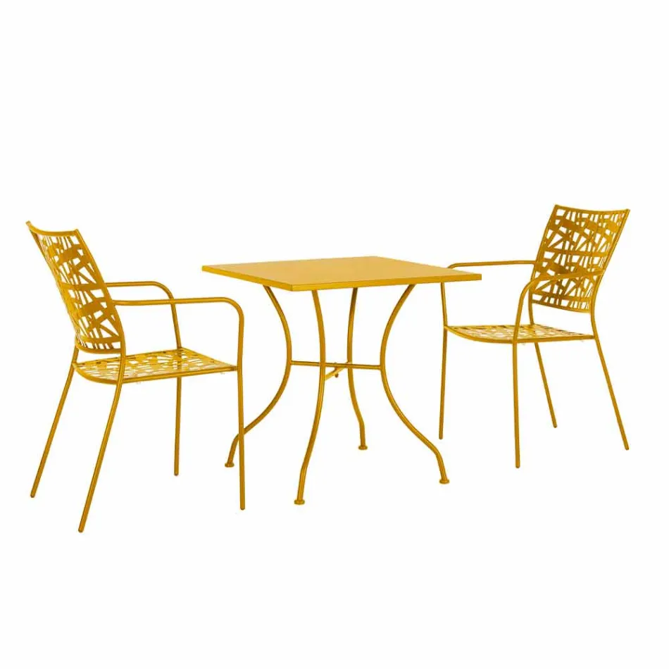 Scaun de exterior stivuibil din oțel finisat mat, 4 bucăți - Ralia Viadurini