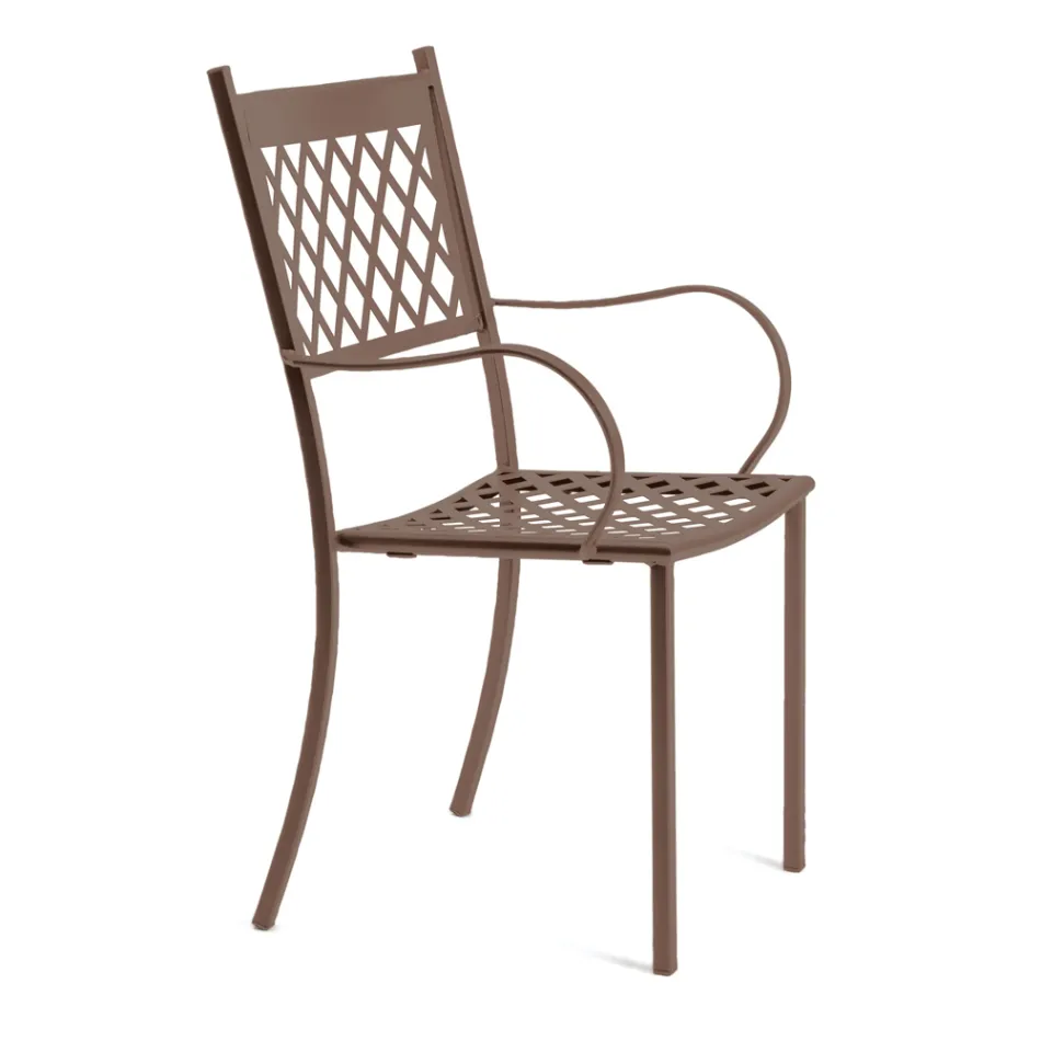 Scaun de exterior stivuibil din Otel Galvanizat Fabricat in Italia 4 Bucati - Celia Viadurini