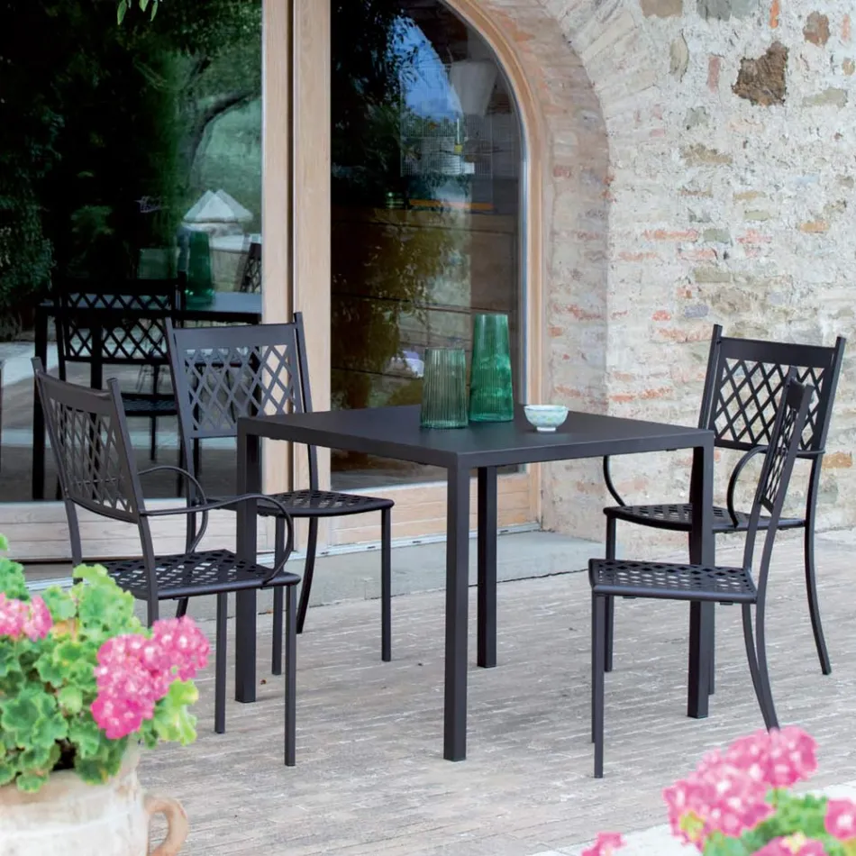 Scaun de exterior stivuibil din Otel Galvanizat Fabricat in Italia 4 Bucati - Celia Viadurini