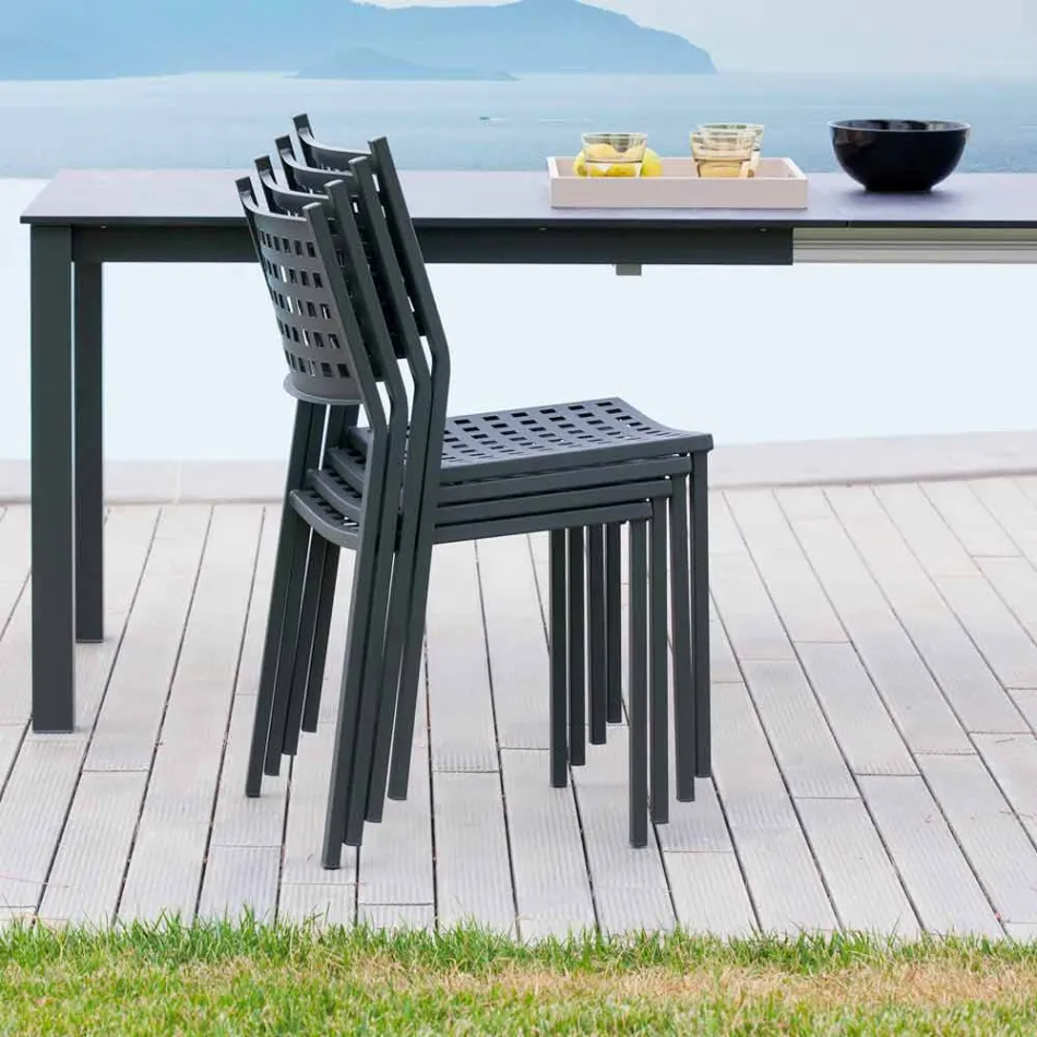 Scaunul în aer liber, din metal vopsit, fabricat în Italia, 8 bucăți - Lina Viadurini