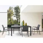 Scaun de exterior stivuibil din țesătură și aluminiu vopsit, 4 bucăți - Assia Viadurini